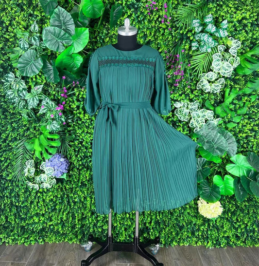 Pleated Tie Front Dress